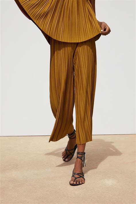 zara metallic pants|zara pleated pants.